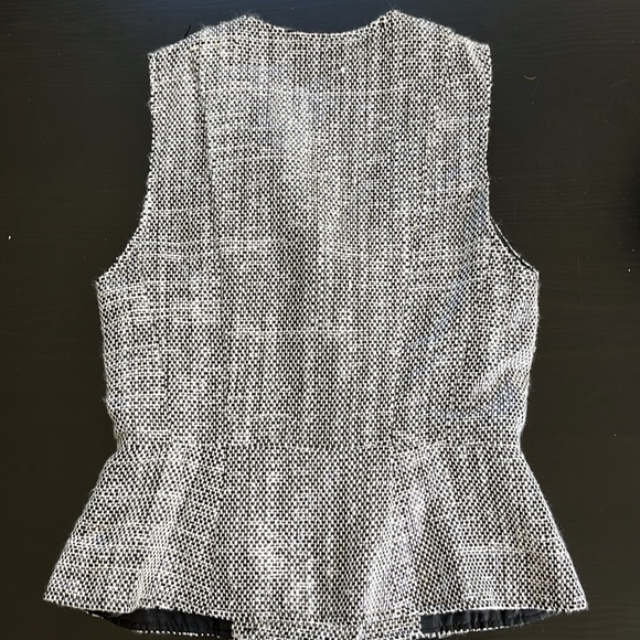 Wes Gordon Tweed Asymmetrical Zip Up Black and White Cotton Silk‎ Vest Size 8 - Picture 11 of 16